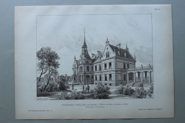Holzstich Architektur Dessau 1887 Kreis-Krankenhaus
